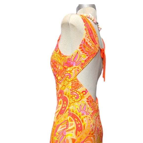 Scene SIZE 4 orange made in Canada maxi dress paisley pattern - Picture 10 of 14